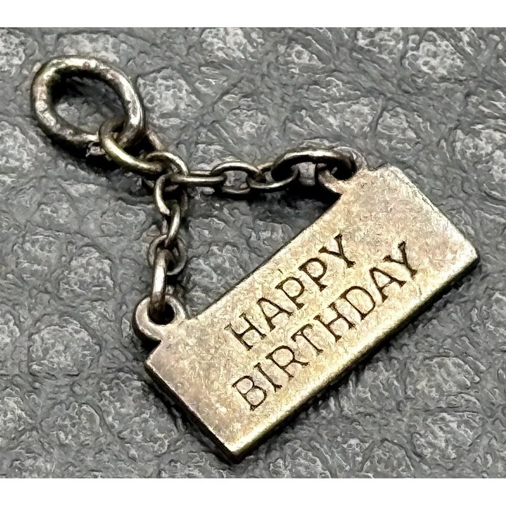 Wells Sterling Silver Happy Birthday Banner Dangle Charm Or Pendant Vintage
